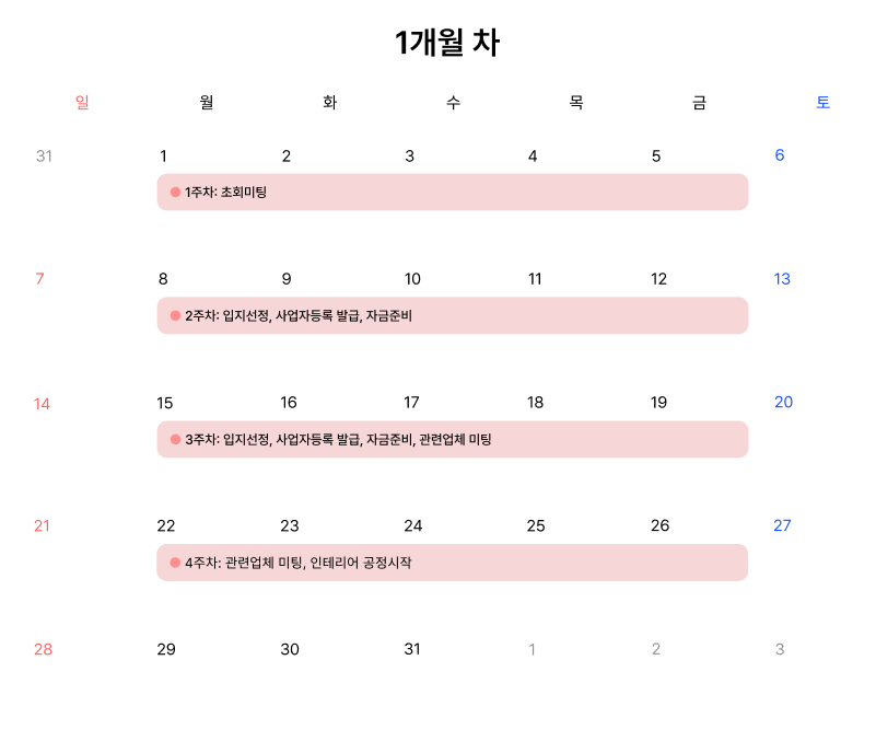 1개월차 달력